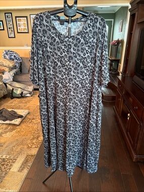 Catherines Gray and Black Leopard Print Tunic